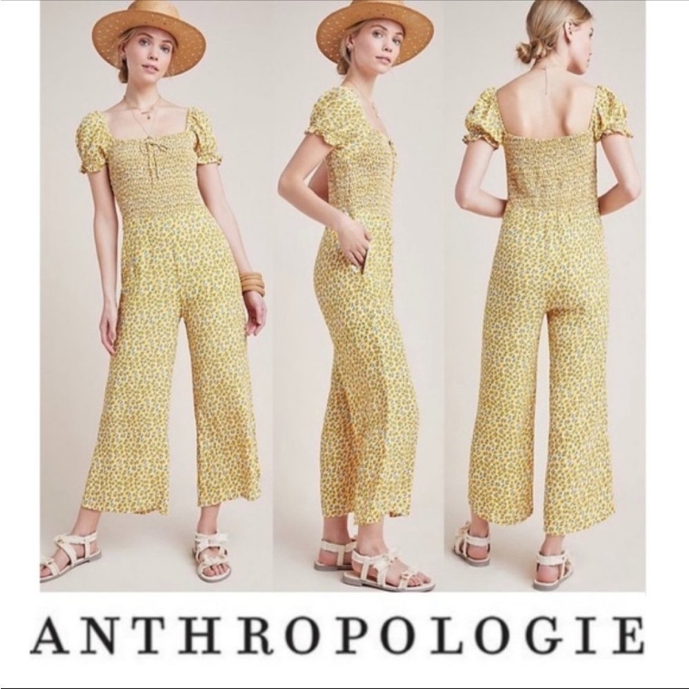 Anthropologie Faithful The Brand Floral Della sunflower Jumpsuit